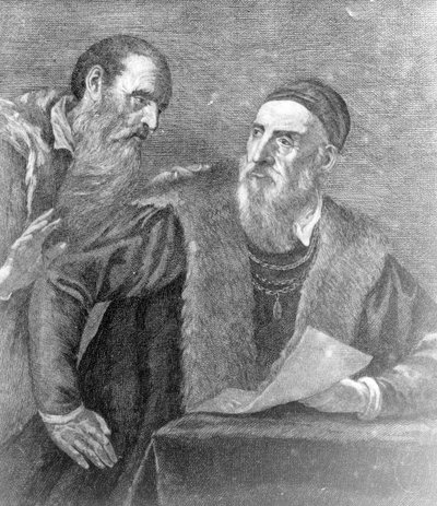 Portrait of Titian Painted by Himself with His Friend Don Francesco del Mosaico by Tiziano Vecelli